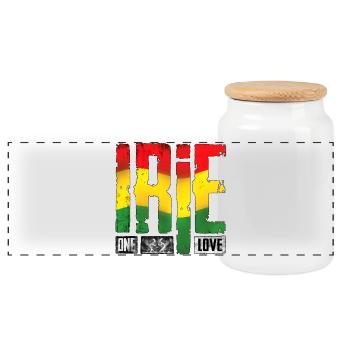 Design reggae vibrant aux couleurs de l’arc-en-ciel - Boîte à biscuits avec couvercle en bois - blanc - Devant