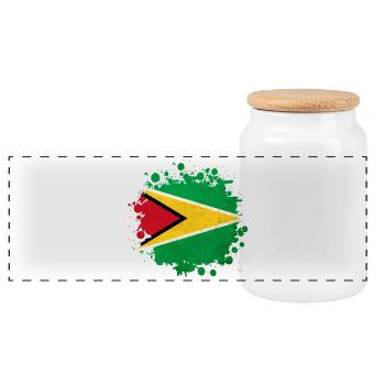 Guyana Flagge Klecks - Panorama Keksdose mit Holzdeckel - Weiß - Vorne