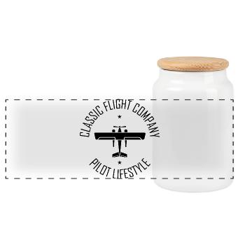 Pilote d’avion classique Flying Symbol Aviator - Boîte à biscuits avec couvercle en bois - blanc - Devant