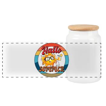 Hallo Sommer lustiges fun T-Shirt - Panorama Keksdose mit Holzdeckel - Weiß - Vorne
