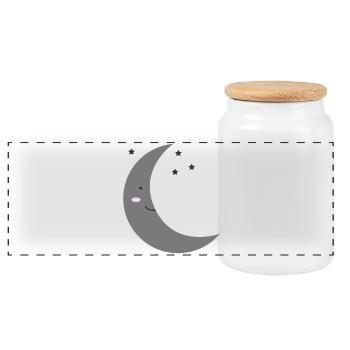 Mond Kawaii - Panorama Keksdose mit Holzdeckel - Weiß - Vorne
