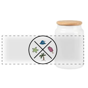 Lustiges Design für den Sommer - Panorama Keksdose mit Holzdeckel - Weiß - Vorne