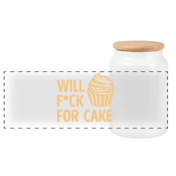 Sweets Humorous Statement Cake Cupcake - Panoramic Cookie Jar with Wooden Lid - white - Front