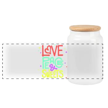 Sweets Statement Dessert With a sweet tooth - Panoramic Cookie Jar with Wooden Lid - white - Front