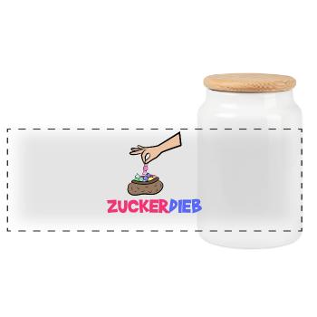 Bonbon Statement Süßigkeiten Naschkatzen Lecker - Panorama Keksdose mit Holzdeckel - Weiß - Vorne