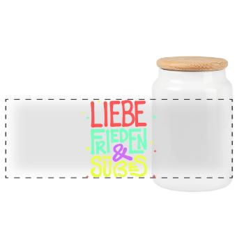 Naschen Lecker Naschkatzen Süßigkeiten Statement - Panorama Keksdose mit Holzdeckel - Weiß - Vorne