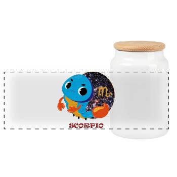 Signe du zodiaque Scorpion - Boîte à biscuits avec couvercle en bois - blanc - Devant