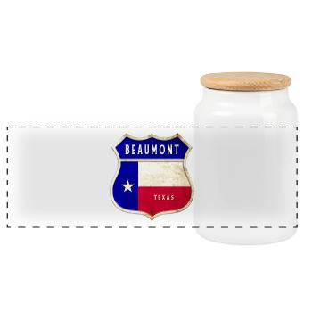 Drapeaux de l'écusson Beaumont Texas - Boîte à biscuits avec couvercle en bois - blanc - Devant