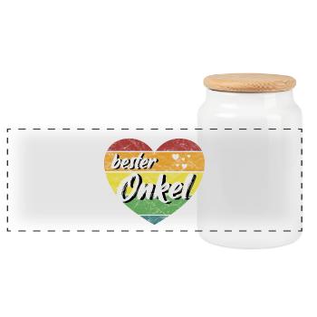 bester Onkel Geschenk Herz retro vintage - Panorama Keksdose mit Holzdeckel - Weiß - Vorne