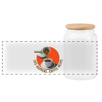 coffee helps cafe caffeine office saying cup drink - Panoramic Cookie Jar with Wooden Lid - white - Front