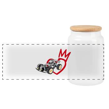 RC Dynamisches und kraftvolles Autorennen - Panorama Keksdose mit Holzdeckel - Weiß - Vorne