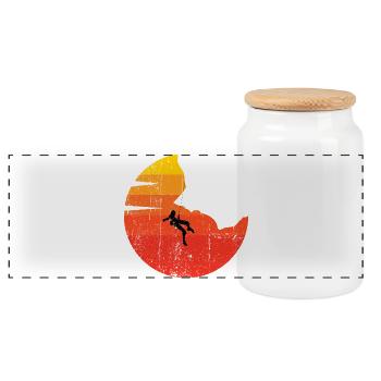 Climbing Classic - Panoramic Cookie Jar with Wooden Lid - white - Front