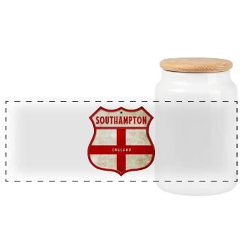 Southampton England Wappen - Panorama Keksdose mit Holzdeckel - Weiß - Vorne