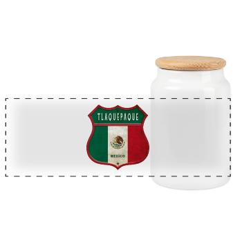 Motif écusson Tlaquepaque Mexico - Boîte à biscuits avec couvercle en bois - blanc - Devant