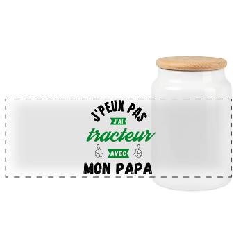 J'Peux Pas J'Ai Tracteur Avec Mon Papa - Boîte à biscuits avec couvercle en bois - blanc - Devant
