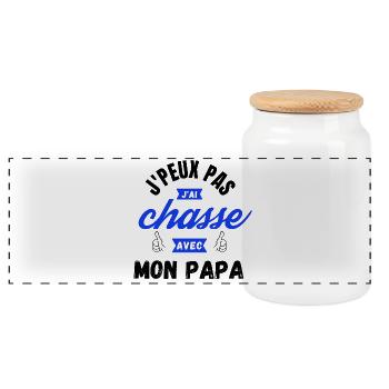 j'peux pas j'ai chasse avec mon papa couleur - Boîte à biscuits avec couvercle en bois - blanc - Devant
