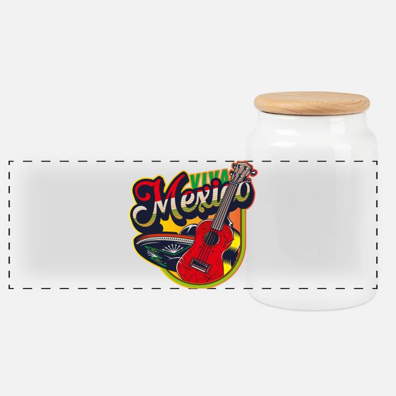 Mexiko - Panorama Keksdose mit Holzdeckel - Weiß