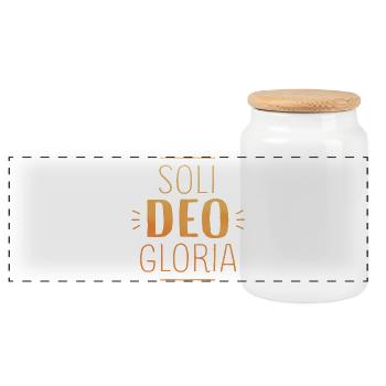 Soli Deo Gloria - Panorama Keksdose mit Holzdeckel - Weiß - Vorne
