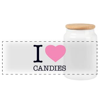 I LOVE CANDIES - Panoramic Cookie Jar with Wooden Lid - white - Front