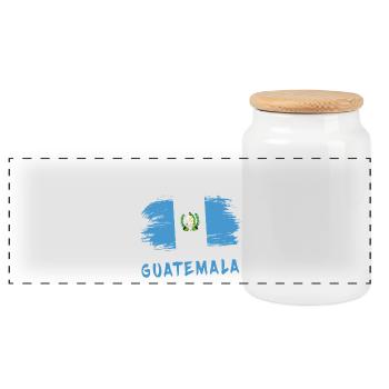 Team Guatemala Flaggen Design - Panorama Keksdose mit Holzdeckel - Weiß - Vorne