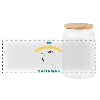 Bahamas Original 100% Flaggen Design - Panorama Keksdose mit Holzdeckel - Weiß - Vorne