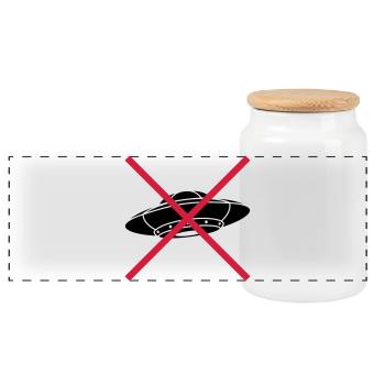 No UFOs Forbidden Shield - Panoramic Cookie Jar with Wooden Lid - white - Front