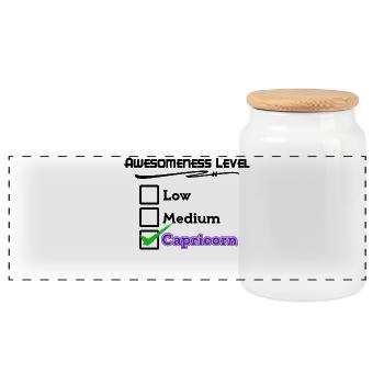 Horoscope Zodiac Sign Capricorn Cool Statement - Panoramic Cookie Jar with Wooden Lid - white - Front
