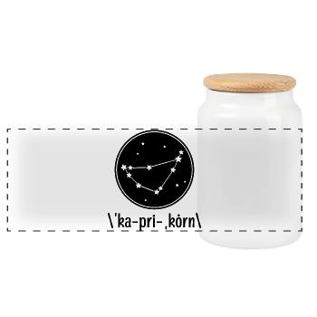 Constellation Capricorn Star Galaxy Sky - Panoramic Cookie Jar with Wooden Lid - white - Front