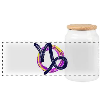 Astronomy Esoteric Capricorn Zodiac Horoscope - Panoramic Cookie Jar with Wooden Lid - white - Front