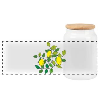 lemon tree - Panoramic Cookie Jar with Wooden Lid - white - Front