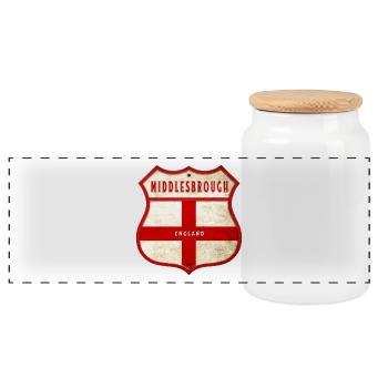 Middlesbrough England coat of arms - Panoramic Cookie Jar with Wooden Lid - white - Front