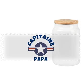 best dad, great dad, captain dad - Panoramic Cookie Jar with Wooden Lid - white - Front