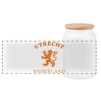 UTRECHT Nederland Niederlande Netherlands - Panoramic Cookie Jar with Wooden Lid - white - Front