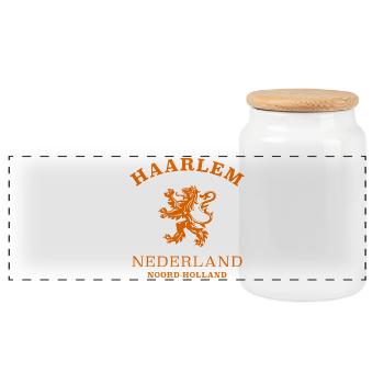 HAARLEM Nederland Niederlande Netherlands - Panoramic Cookie Jar with Wooden Lid - white - Front
