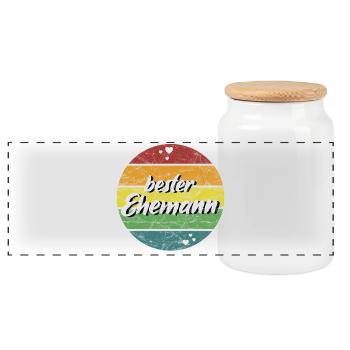 bester Ehemann Geschenk retro vintage - Panorama Keksdose mit Holzdeckel - Weiß - Vorne