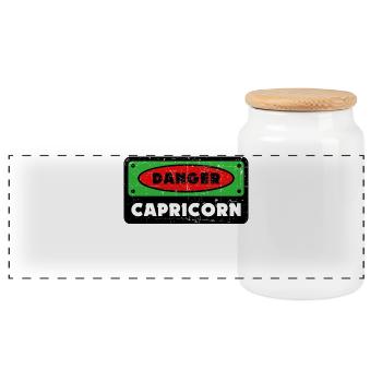 Cool Zodiac Sign Capricorn Statement Horoscope - Panoramic Cookie Jar with Wooden Lid - white - Front