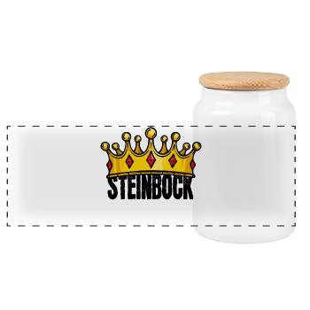 Gezeiten Esoterik Spruch Steinbock Tierkreis - Panorama Keksdose mit Holzdeckel - Weiß - Vorne