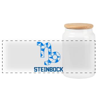 Steinbock Sternbild Tierkreiszeichen Esoterik - Panorama Keksdose mit Holzdeckel - Weiß - Vorne