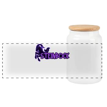 Zodiac Horoscope Capricorn Saying Galaxy - Panoramic Cookie Jar with Wooden Lid - white - Front