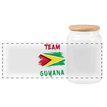 Team Guyana flags design - Panoramic Cookie Jar with Wooden Lid - white - Front