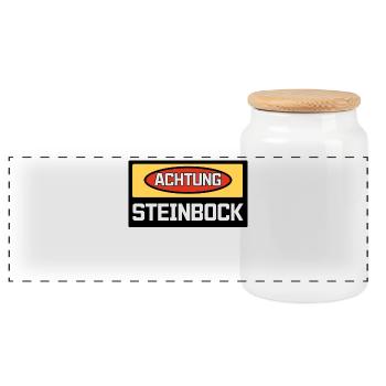 Horoskop Sternbild Steinbock Tierkreis Gezeiten - Panorama Keksdose mit Holzdeckel - Weiß - Vorne