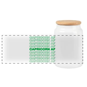 Capricorn Esoteric Statement Zodiac Superstition - Panoramic Cookie Jar with Wooden Lid - white - Front