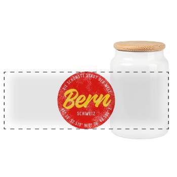 Bern Kreis Logo – Die schönste Stadt - Panorama Keksdose mit Holzdeckel - Weiß - Vorne