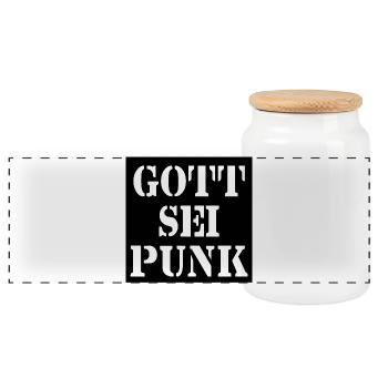 Gott sei Punk - Panorama Keksdose mit Holzdeckel - Weiß - Vorne