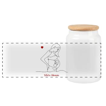 Future maman - Boîte à biscuits avec couvercle en bois - blanc - Devant