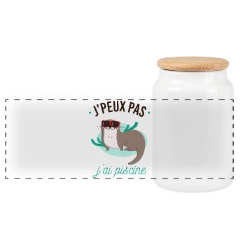 J'peux pas j'ai piscine - Boîte à biscuits avec couvercle en bois - blanc - Devant
