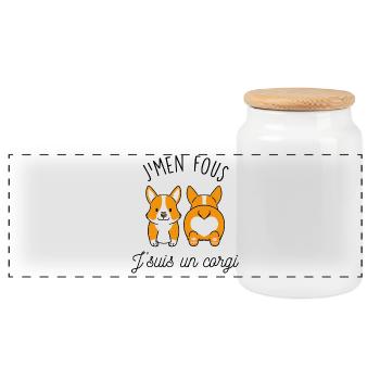 J'men fous j'suis un corgi - Boîte à biscuits avec couvercle en bois - blanc - Devant