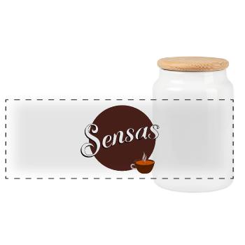 Sensas - Panoramic Cookie Jar with Wooden Lid - white - Front