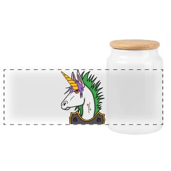 Punk Unicorn - Panoramic Cookie Jar with Wooden Lid - white - Front