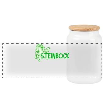 Horoskop Steinbock Esoterik Aberglaube Tierkreis - Panorama Keksdose mit Holzdeckel - Weiß - Vorne